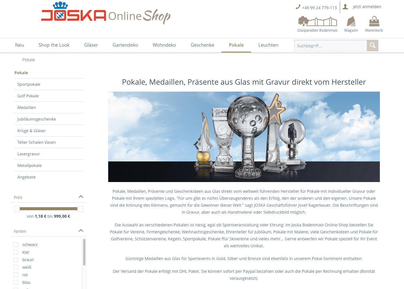 JOSKA Bodenmais Shopware Shop